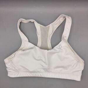 MOVING COMFORT 36A Sports Bra Black Racer Back Pullover Wirefree Model 350029